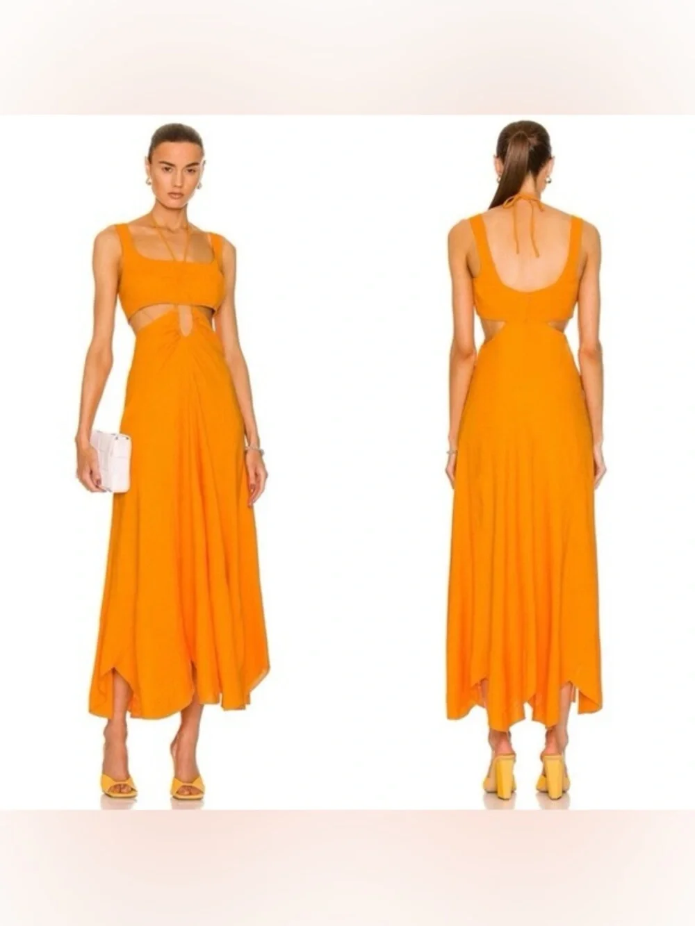 Cult Gaia Eileen Linen Dress in Apricot - Picture 1 of 11